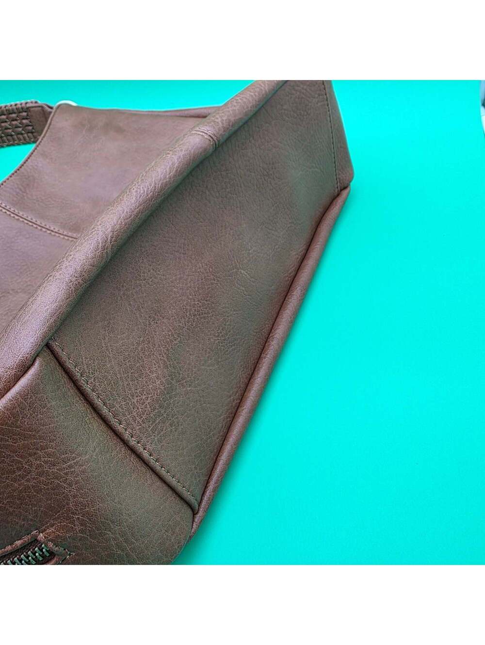 Sasha + Sofi Ravenna Tan Vegan Leather Hobo Shoulder Bag Braided Strap NWOT - Picture 5 of 10